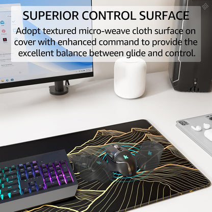 KTRIO Large Gaming Mouse Pad Desk Mat for Gamer, 31.5" x 11.8", Black, XL | Extended Size Design, Superior Micro-Weave Cloth, Non-Slip Rubber Base, Durable Stitched Edges, Water-Resistant Coating