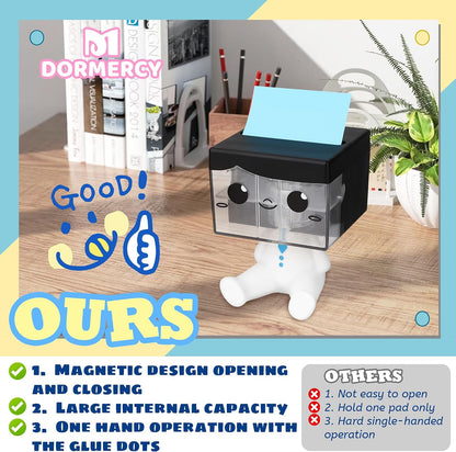 Pop-up Notes Dispenser for Desk, Idea Boy Sticky Note Holder for Office School, Cute Office Supplies, 3x3 in, Magnetic Design, White, 1 Pack