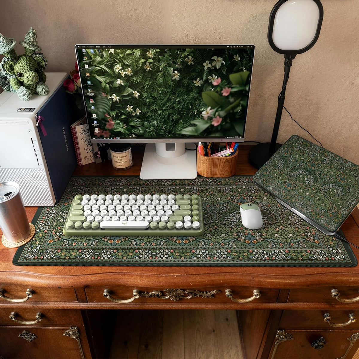 iCasso Desk Mat for Keyboard and Mouse, Large Mouse Pad, Desk Pad Mat, Anti-Slip Big Mousepad with Stitched Edges for Computer Desktop(Deep Green)
