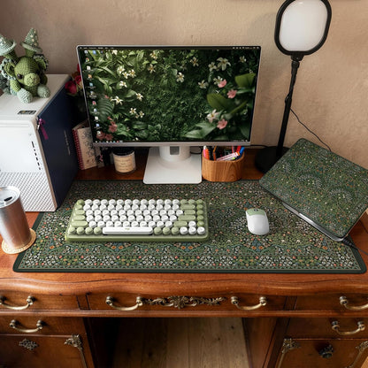 iCasso Desk Mat for Keyboard and Mouse, Large Mouse Pad, Desk Pad Mat, Anti-Slip Big Mousepad with Stitched Edges for Computer Desktop(Deep Green)