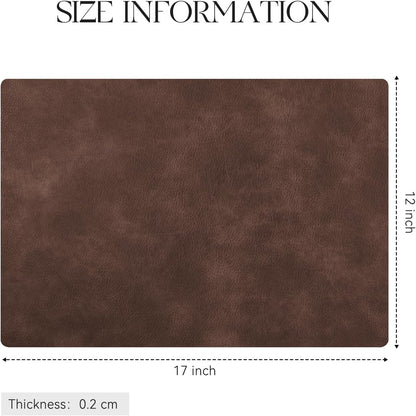 MOSAYT Vinyl Placemats Set of 6-12 X 17 Inch - Faux Leather 100% Waterproof Oil-Proof Wipeable PU Place Mats, Heat Resistant Reversible Table Mats for Kitchen, Dining, Outdoor, Reddish Brown