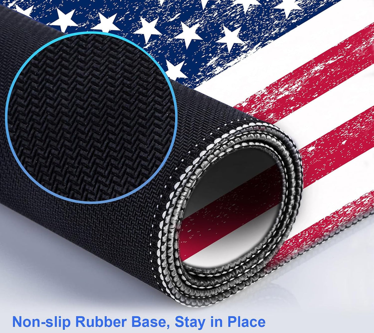 Retro American Flag XL Gaming Mouse Pad with Stitching Edge Laptop Desk Mat