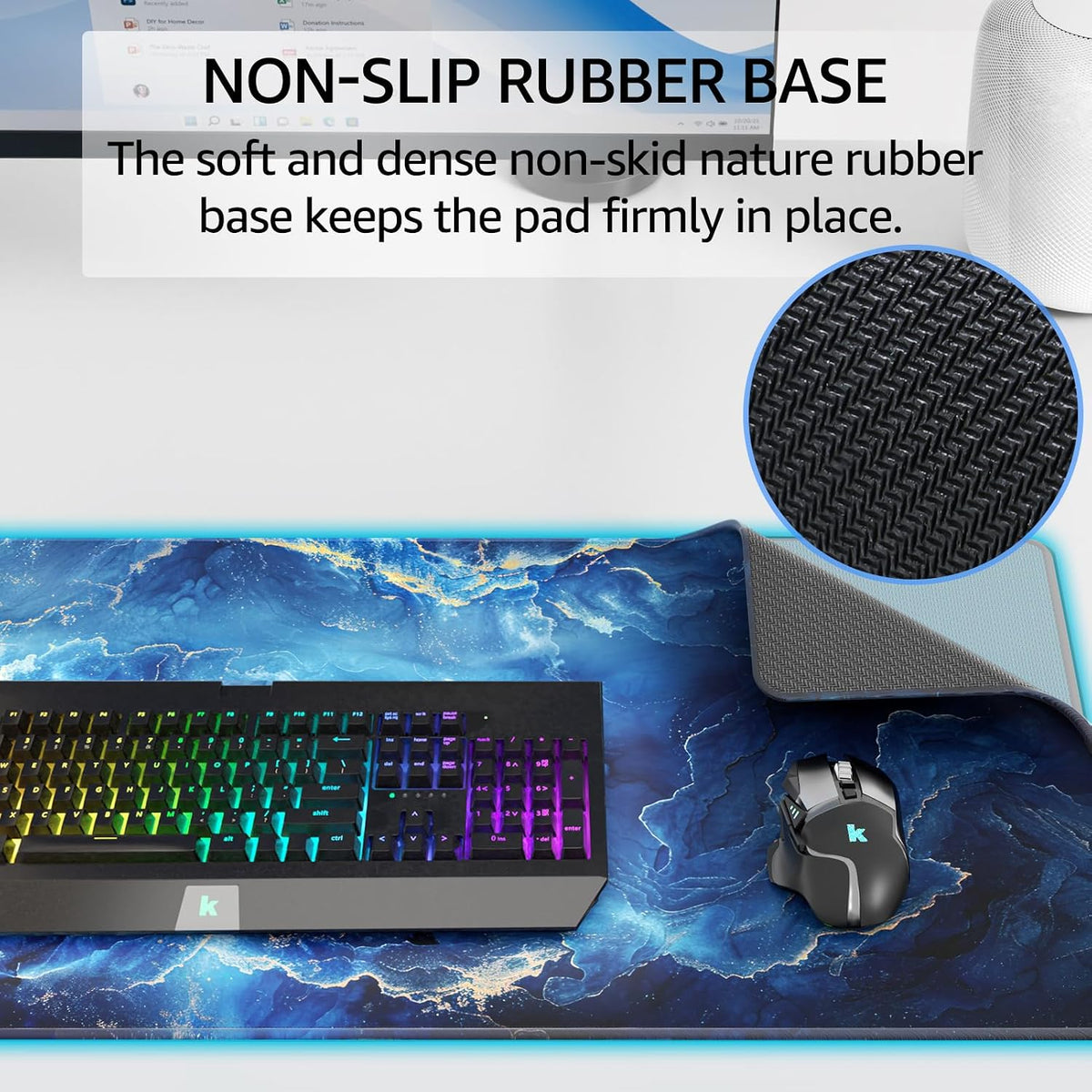KTRIO Large Gaming Mouse Pad Desk Mat for Gamer, 31.5" x 11.8", Black, XL | Extended Size Design, Superior Micro-Weave Cloth, Non-Slip Rubber Base, Durable Stitched Edges, Water-Resistant Coating