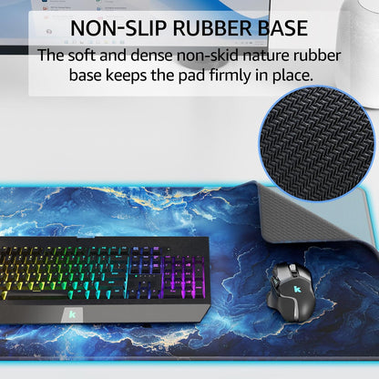 KTRIO Large Gaming Mouse Pad Desk Mat for Gamer, 31.5" x 11.8", Black, XL | Extended Size Design, Superior Micro-Weave Cloth, Non-Slip Rubber Base, Durable Stitched Edges, Water-Resistant Coating
