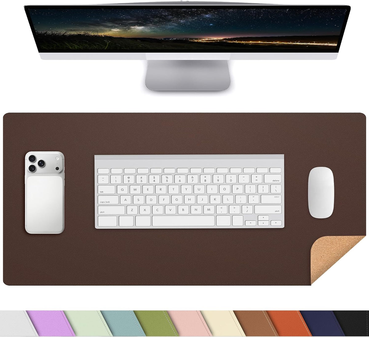 Large Desk Mat, 47" x 17", Black
