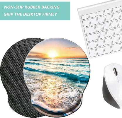 Mouse Pad with Wrist Support, Ergonomic Mouse Pad with Memory Foam Wrist Rest Cushion, Non-Slip Rubber Base Gaming Mice Pad for Home Office Computer Laptop, Flower Black
