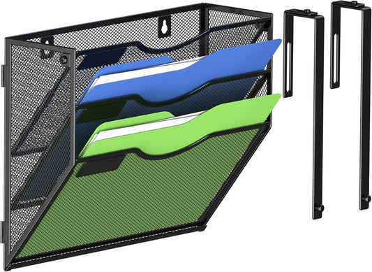 Kuntine.B Wall File Organizer Office Hanging Magazine Holder Wall File Organizer for Office Home (Black, 5 Tier)