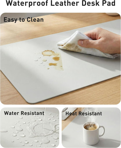 Aothia Leather Office Desk Pad Protector, Non-Slip PU Leather Desk Blotter, Waterproof Laptop Writing Mouse Pad for Office and Home, Black, 31.5" x 15.7" - Colors A