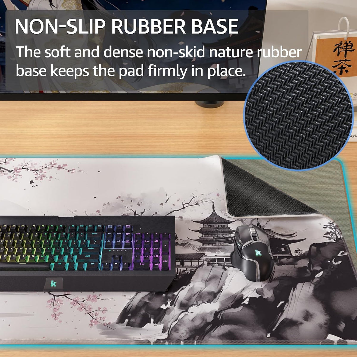 KTRIO Large Gaming Mouse Pad Desk Mat for Gamer, 31.5" x 11.8", Black, XL | Extended Size Design, Superior Micro-Weave Cloth, Non-Slip Rubber Base, Durable Stitched Edges, Water-Resistant Coating