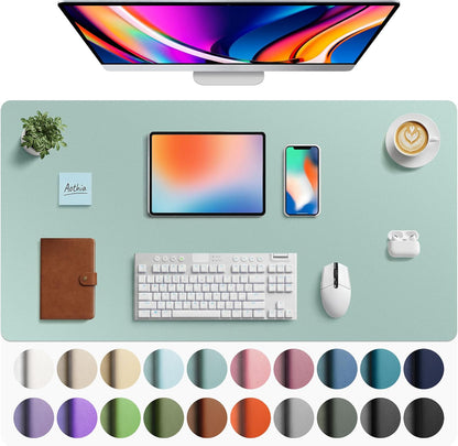 Aothia Leather Office Desk Pad Protector, Non-Slip PU Leather Desk Blotter, Waterproof Laptop Writing Mouse Pad for Office and Home, Black, 31.5" x 15.7" - Colors A