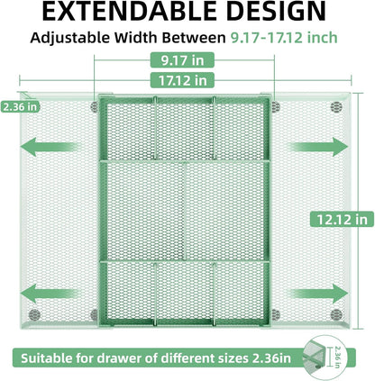 Marbrasse Expandable Desk Drawer Organizer, Mesh Drawer Organizer Tray with 10 Adjustable Compartments, Desk Organizers and Accessories, 5 Dividers Drawer for Office Supplies, Makeup & Vanity (Black)