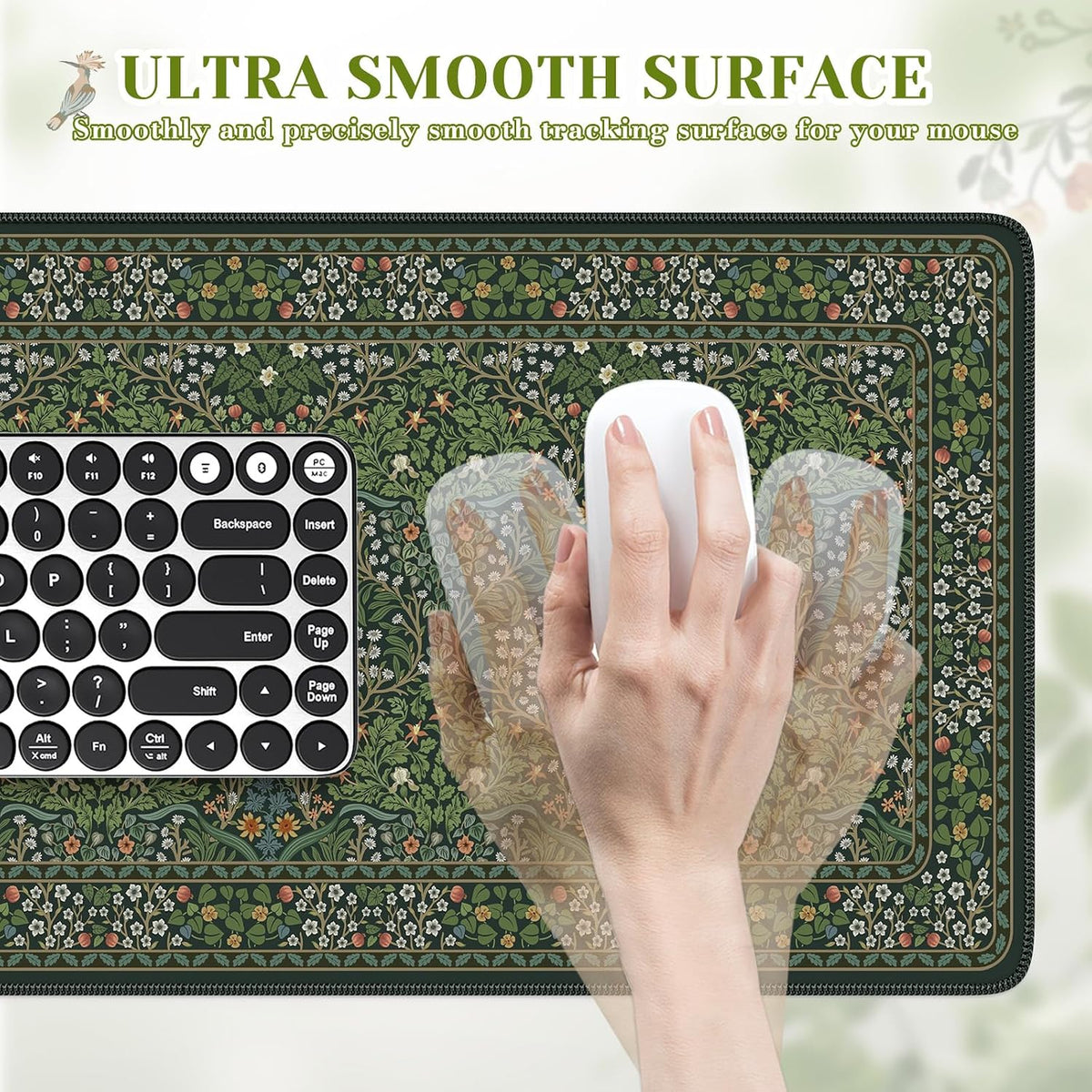 iCasso Desk Mat for Keyboard and Mouse, Large Mouse Pad, Desk Pad Mat, Anti-Slip Big Mousepad with Stitched Edges for Computer Desktop(Deep Green)