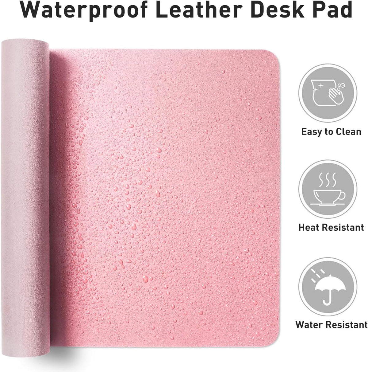 Aothia Leather Office Desk Pad Protector, Non-Slip PU Leather Desk Blotter, Waterproof Laptop Writing Mouse Pad for Office and Home, Black, 31.5" x 15.7" - Colors B