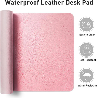 Aothia Leather Office Desk Pad Protector, Non-Slip PU Leather Desk Blotter, Waterproof Laptop Writing Mouse Pad for Office and Home, Black, 31.5" x 15.7" - Colors B