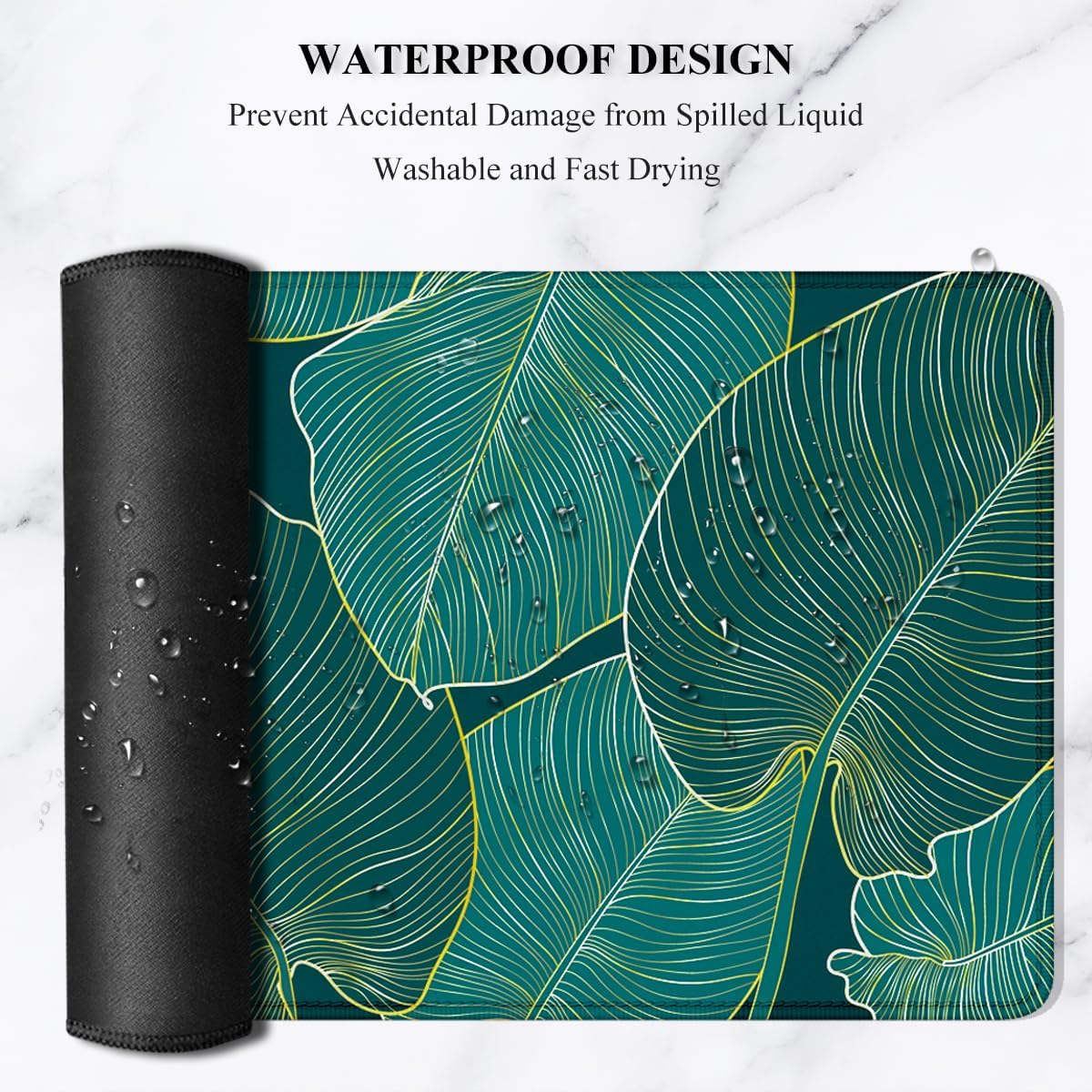 Auhoahsil Desk Mat, Ultra Large Mouse Pad, XXL Gaming Mousepad, Green Tropical Leaves Deskpad, Big Extended Full Size Mouse Pad, Desktop Desk Matt for Keyboard, Laptop & Computer, 35.5 x 15.7 in - Colors A