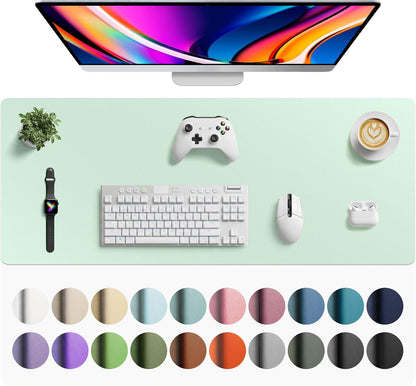 Aothia Leather Office Desk Pad Protector, Non-Slip PU Leather Desk Blotter, Waterproof Laptop Writing Mouse Pad for Office and Home, Black, 31.5" x 15.7" - Colors A