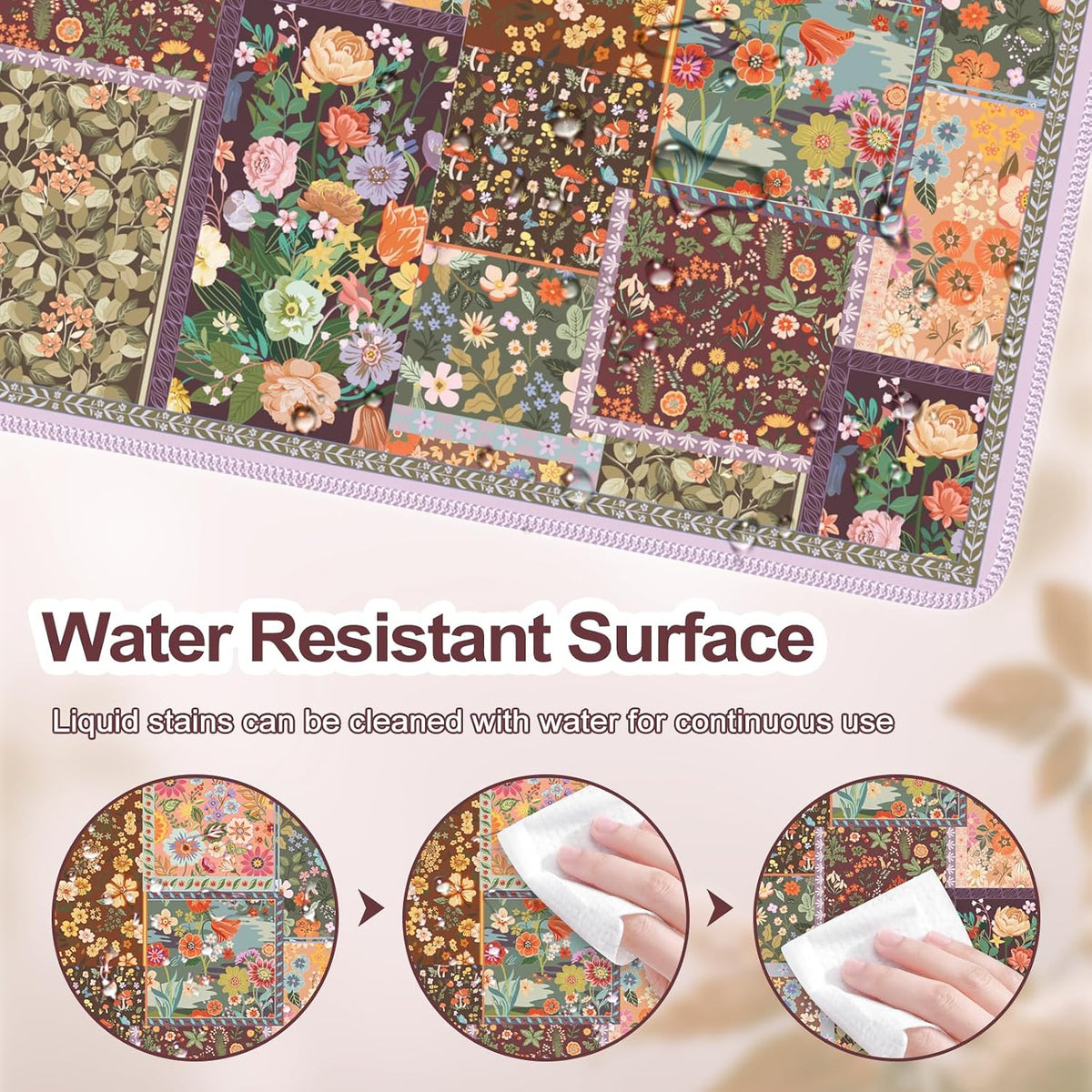 Desk Mat,Mouse Pad for Office Desk,35.4x15.7in,Pink Flowers