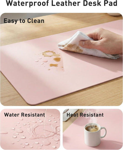 Aothia Leather Office Desk Pad Protector, Non-Slip PU Leather Desk Blotter, Waterproof Laptop Writing Mouse Pad for Office and Home, Black, 31.5" x 15.7" - Colors B