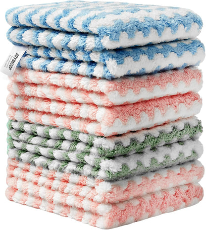 18 Pack Microfiber Cleaning Cloth, Kitchen Towels for Dish Drying Washing, Absorbent Streak Free Lint Free Rags for Cleaning, Reusable and Washable Towels - 10" x 10"
