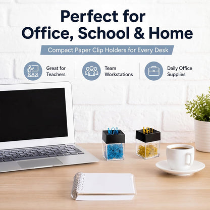 Seajan 12 Pack Magnetic Paper Clip Dispenser Paper Clip Holder Back to School Black Paperclip Dispenser Magnetic Desktop Organizer for Desk School Office Home Supplies