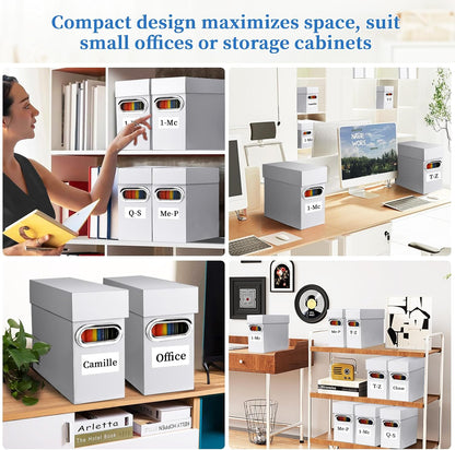 File Organizer Box with Lid & Handle, Thickened Cardboard Hanging File Folder Storage Boxes for Letter Size, Portable Filing Organizer for Office, Home, Classroom, Black