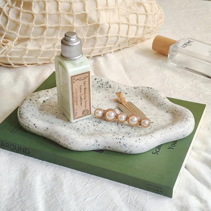 Jewelry Dish Trinket Tray for Women, Ring Dish Holder, Unique Cloud Shape Ceramic Plate Cute Things Vanity Aesthetic Room Decor Mother's Day Birthday (White)