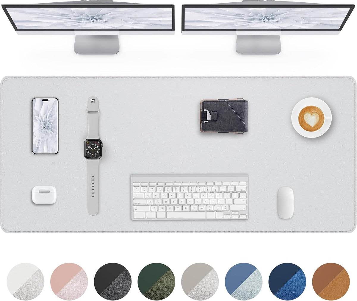 AFIING Large Desk Mat 55" x 24" - PU Leather Desk Pad Protector, Waterproof Non-Slip Extended Mouse Pad for Office Desk, Keyboard, Laptop and Home Workspace (Black)