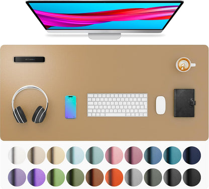 Aothia Leather Office Desk Pad Protector, Non-Slip PU Leather Desk Blotter, Waterproof Laptop Writing Mouse Pad for Office and Home, Black, 31.5" x 15.7" - Colors B