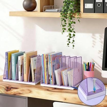 AUPSEN 5-Section File Organizer for Desk, Wood Mesh Desktop File Organizer, File Sorter Storage Rack, Vertical Folder Holder for Files, Magazines, Books (Black)