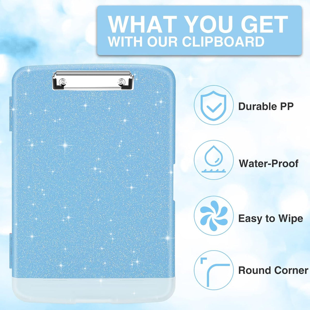 Clipboard with Storage, Clip Board 8.5 x 11 with Pen Holder, High Capacity Plastic Organization Case Box for Letter Legal A4 Size Paper, Nurses Teachers Must Haves, School & Office Supplies