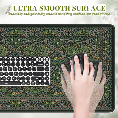 iCasso Desk Mat for Keyboard and Mouse, Large Mouse Pad, Desk Pad Mat, Anti-Slip Big Mousepad with Stitched Edges for Computer Desktop(Deep Green)