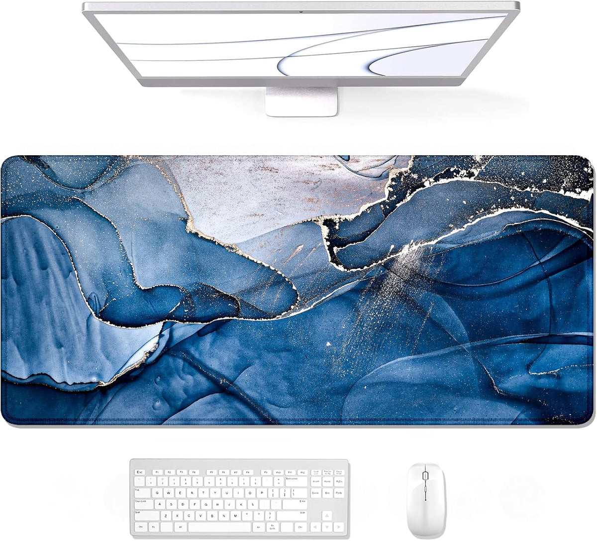 Auhoahsil Desk Mat, Ultra Large Mouse Pad, XXL Gaming Mousepad, Green Tropical Leaves Deskpad, Big Extended Full Size Mouse Pad, Desktop Desk Matt for Keyboard, Laptop & Computer, 35.5 x 15.7 in - Colors A