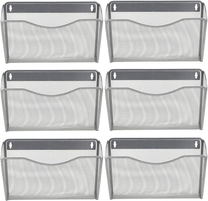 EASEPRES 3 Single Pocket Mesh Hanging File Organizer, Vertical Wall Mounted Magazine File Holder, Mount Basket Mail Paper Document Folder Organizing for Office, Home and School, Black