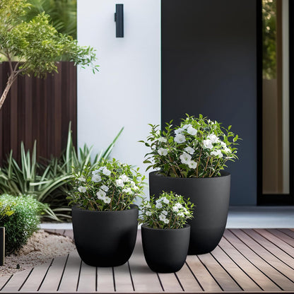Kante 8.9" H x 10" W Small Concrete Planter, Compact Desktop Plant Pot with Drainage Hole & Rubber Plug – Lightweight Breathable Cement Container for Succulents, Cactus, Herbs, Indoor Outdoor, Gift