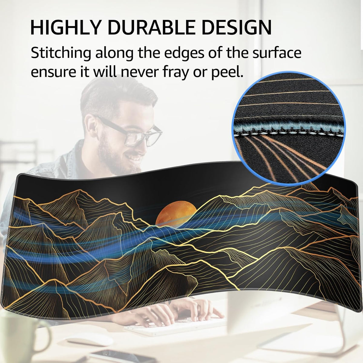KTRIO Large Gaming Mouse Pad Desk Mat for Gamer, 31.5" x 11.8", Black, XL | Extended Size Design, Superior Micro-Weave Cloth, Non-Slip Rubber Base, Durable Stitched Edges, Water-Resistant Coating