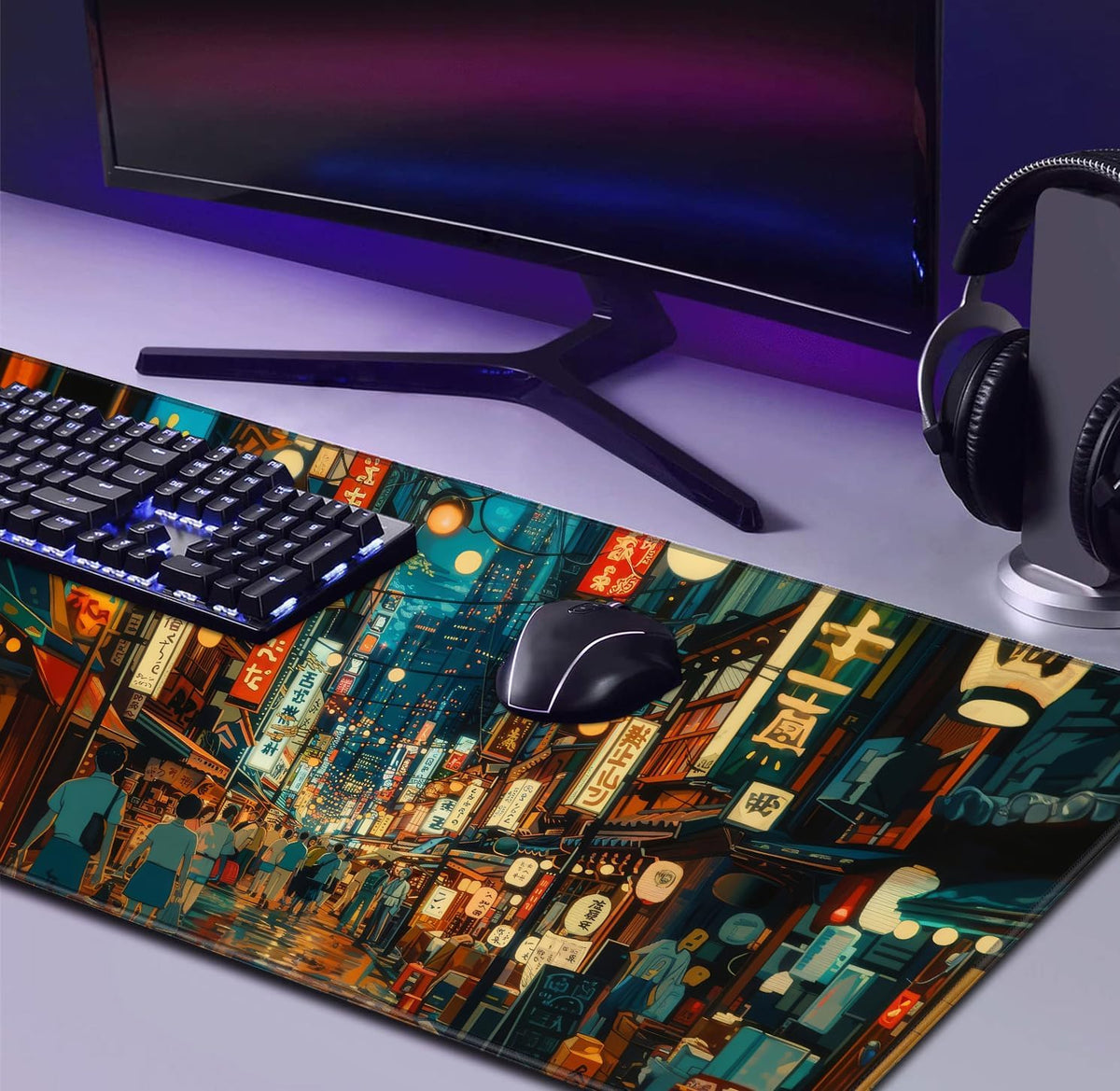 Retro American Flag XL Gaming Mouse Pad with Stitching Edge Laptop Desk Mat