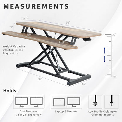 Black 32 in Standing Desk Converter, DESK-V000K