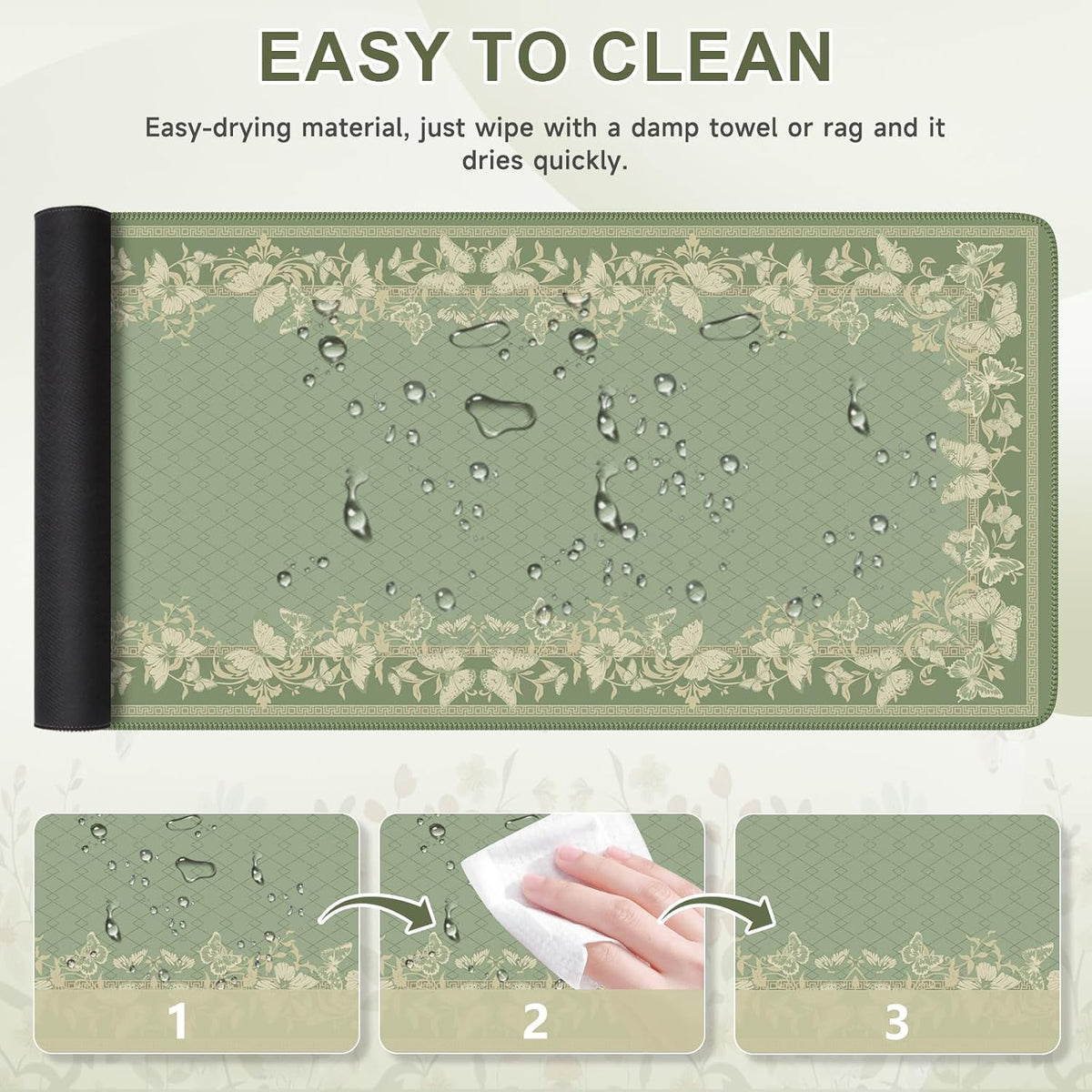 Desk Mat,Mouse Pad for Office Desk,35.4x15.7in,Pink Flowers