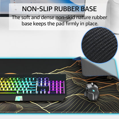 KTRIO Large Gaming Mouse Pad Desk Mat for Gamer, 31.5" x 11.8", Black, XL | Extended Size Design, Superior Micro-Weave Cloth, Non-Slip Rubber Base, Durable Stitched Edges, Water-Resistant Coating