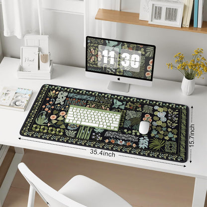 Desk Mat,Mouse Pad for Office Desk,35.4x15.7in,Pink Flowers
