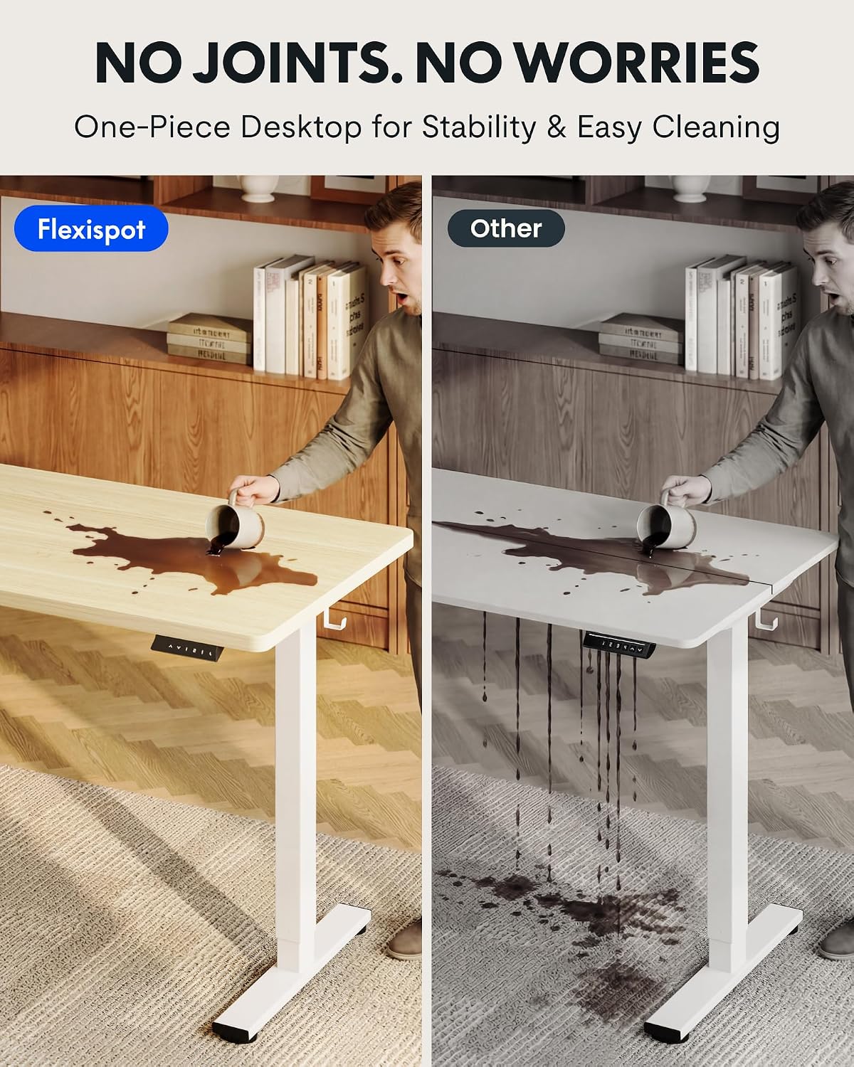 EN1 48"x24" One-Piece Standing Desk, White