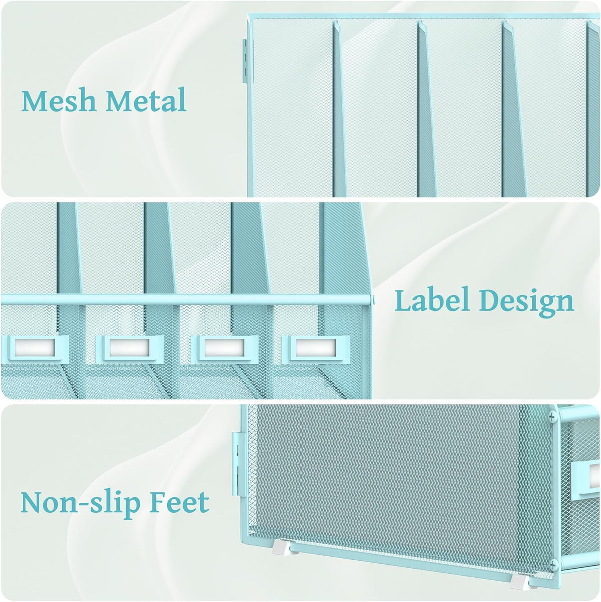 Desk Organizers Metal Desk Magazine File Holder with 5 Vertical Compartments Rack File Organizer for Office Desktop, Classroom, Home Workspace, Black