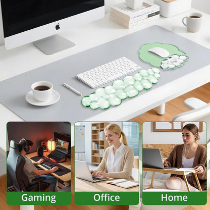 Keyboard Wrist Rest Set — Ergonomic Cloud Gel Wrist Rest Keyboard and Mouse Pad, Non-Slip Desk Accessories for Office and Home（White）