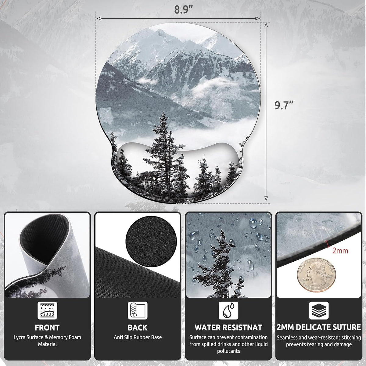 KONVINIT Ergonomic Mouse Pad with Wrist Rest, Small Mousepad with Non-Slip Rubber Base and Smooth Surface, Beach Mouse Pads for Desk, Office Desk Accessories