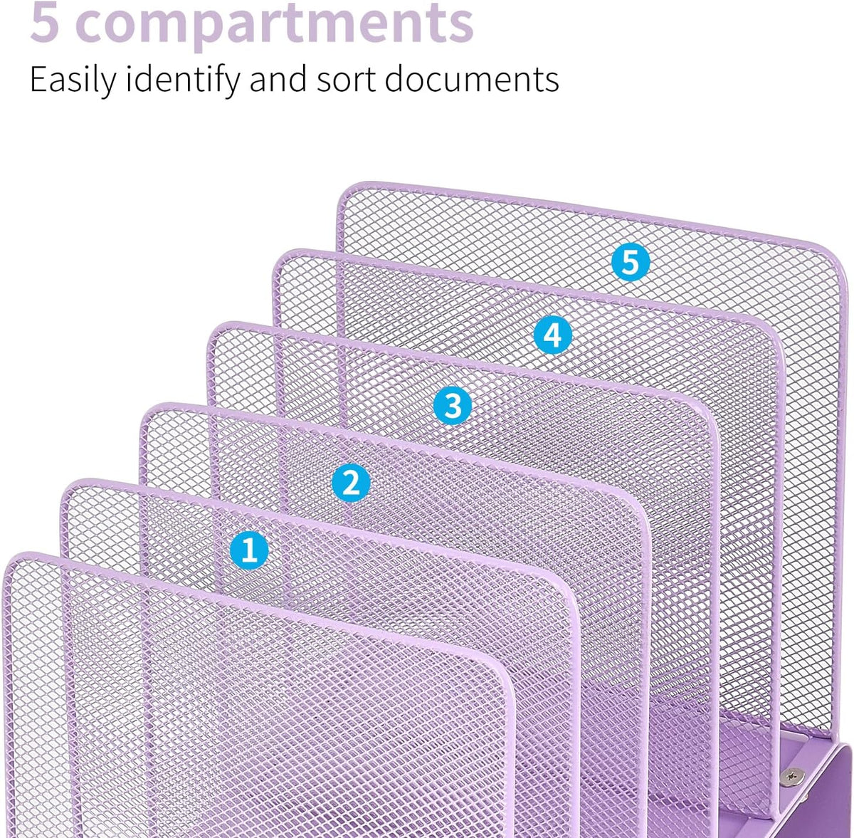 LEKETREE File Organizer for Desk, File Folder Organizer with 5-Section Vertical Rack, Suitable for Home Office Document Organization and Storage(Black)