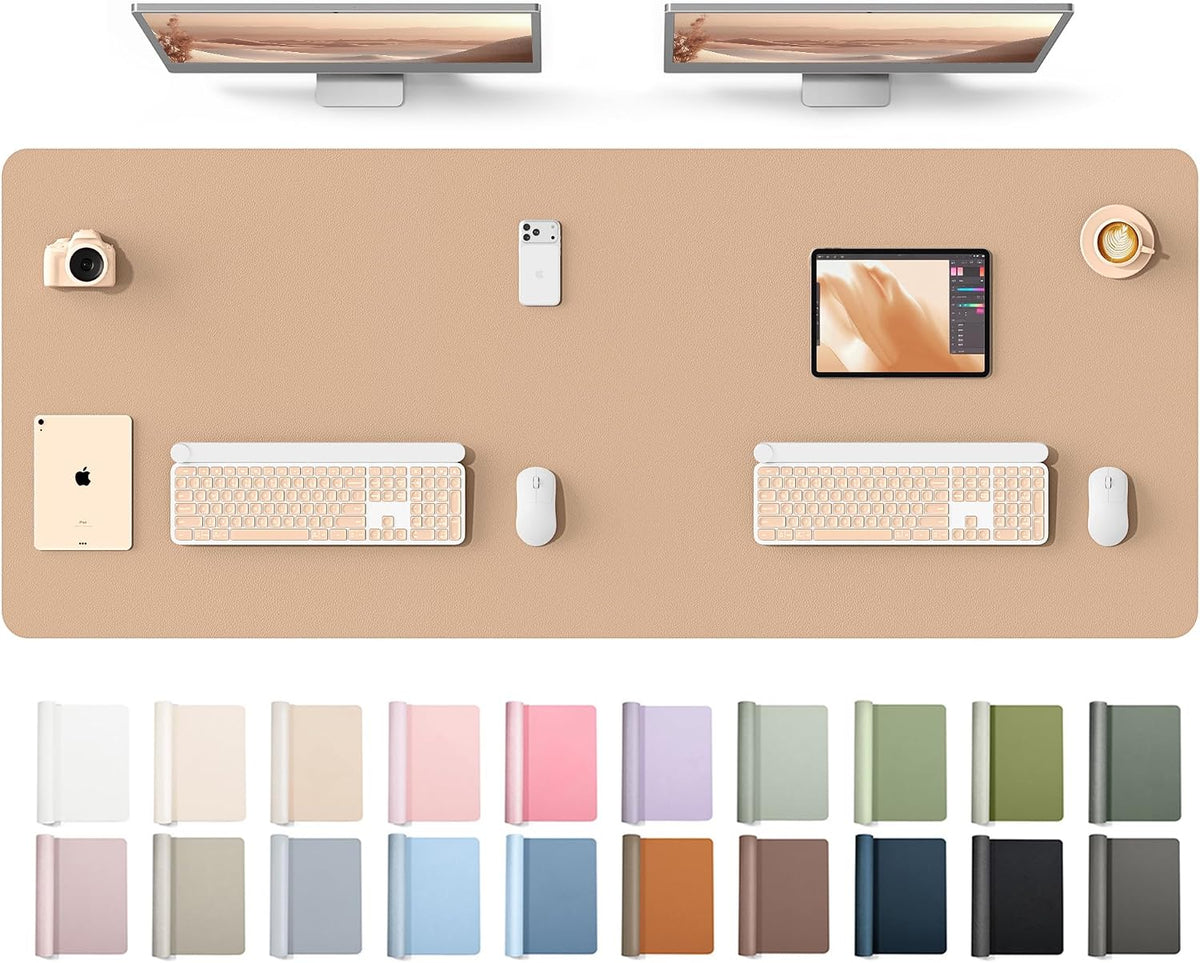 YSAGi Leather Desk Pad Protector, Large Mouse Pad, Non-Slip PU Leather Desk Blotter, Waterproof Writing Pad for Office and Home (31.5" x 15.8", Eggshell) - Colors B