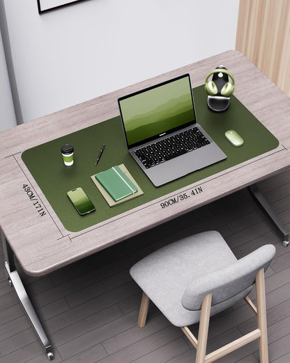 Double-Sided Desk Pad, 31.5"x15.7"Leather Desk Mat, Eco Cork Desk Pad Protector,Large Mouse Pad,Waterproof Desk Blotter for Office/Home(Coffee)
