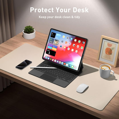 Aothia Leather Office Desk Pad Protector, Non-Slip PU Leather Desk Blotter, Waterproof Laptop Writing Mouse Pad for Office and Home, Black, 31.5" x 15.7" - Colors A