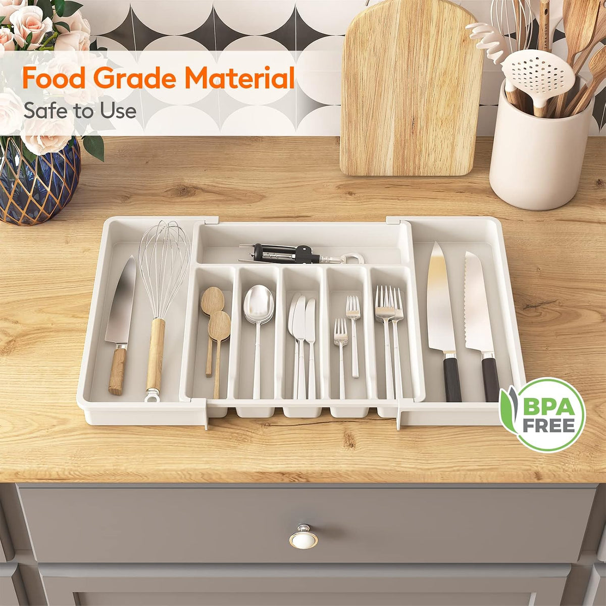 Expandable Silverware Drawer Organizer, Kitchen Utensil Tray