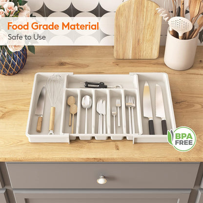 Expandable Silverware Drawer Organizer, Kitchen Utensil Tray